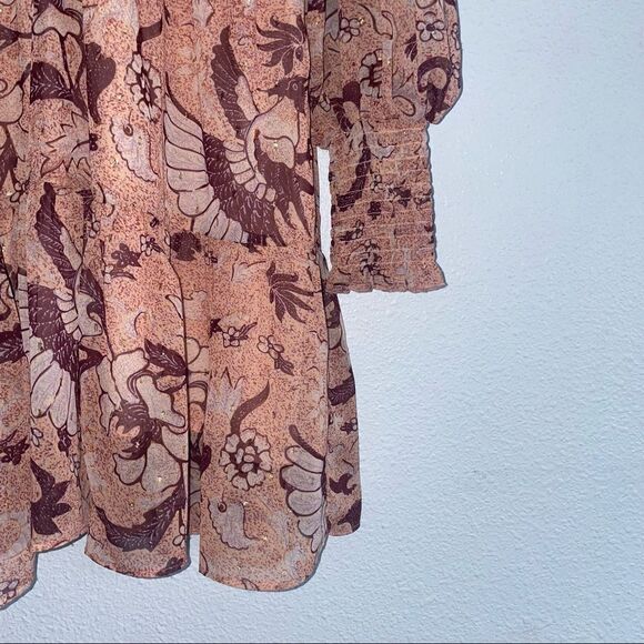 ONE Pretty Time Anthropologie Floral Boho V-neck Flowy Dégagé Feminine Dress - Picture 5 of 12